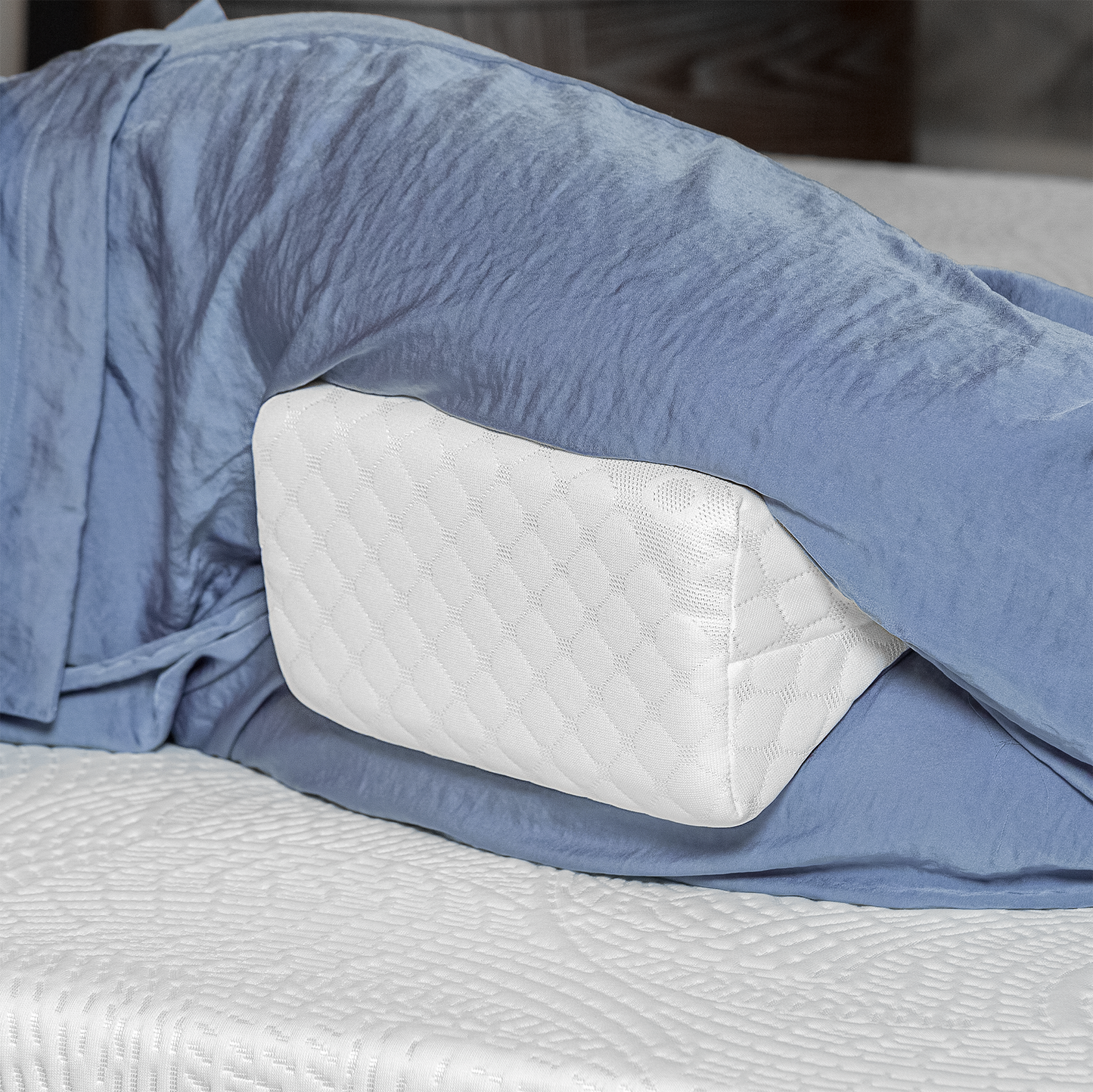 Coussin pour jambes et genoux, Mousse Ergonomique, Déhoussable.