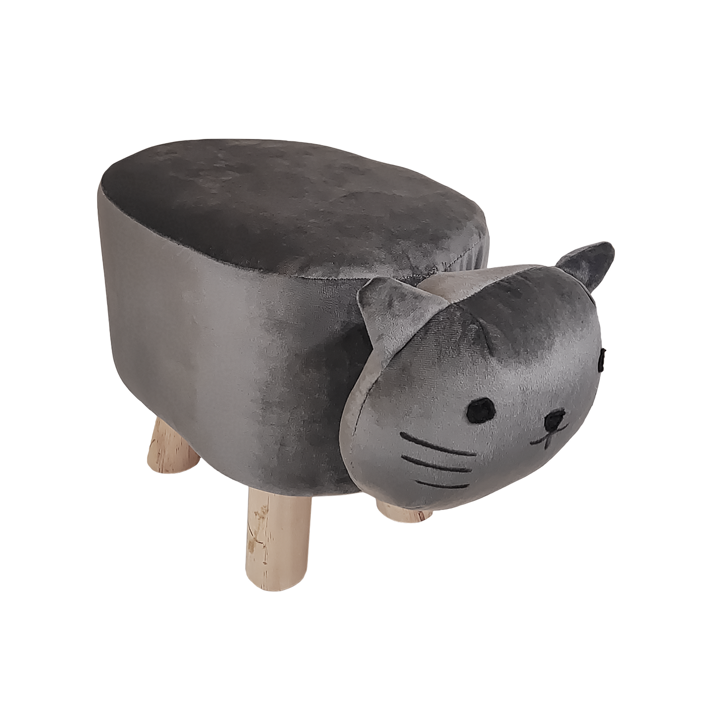 Repose-pieds Pouf Animaux haut 28 cm - Revêtement imperméable, Pieds en bois