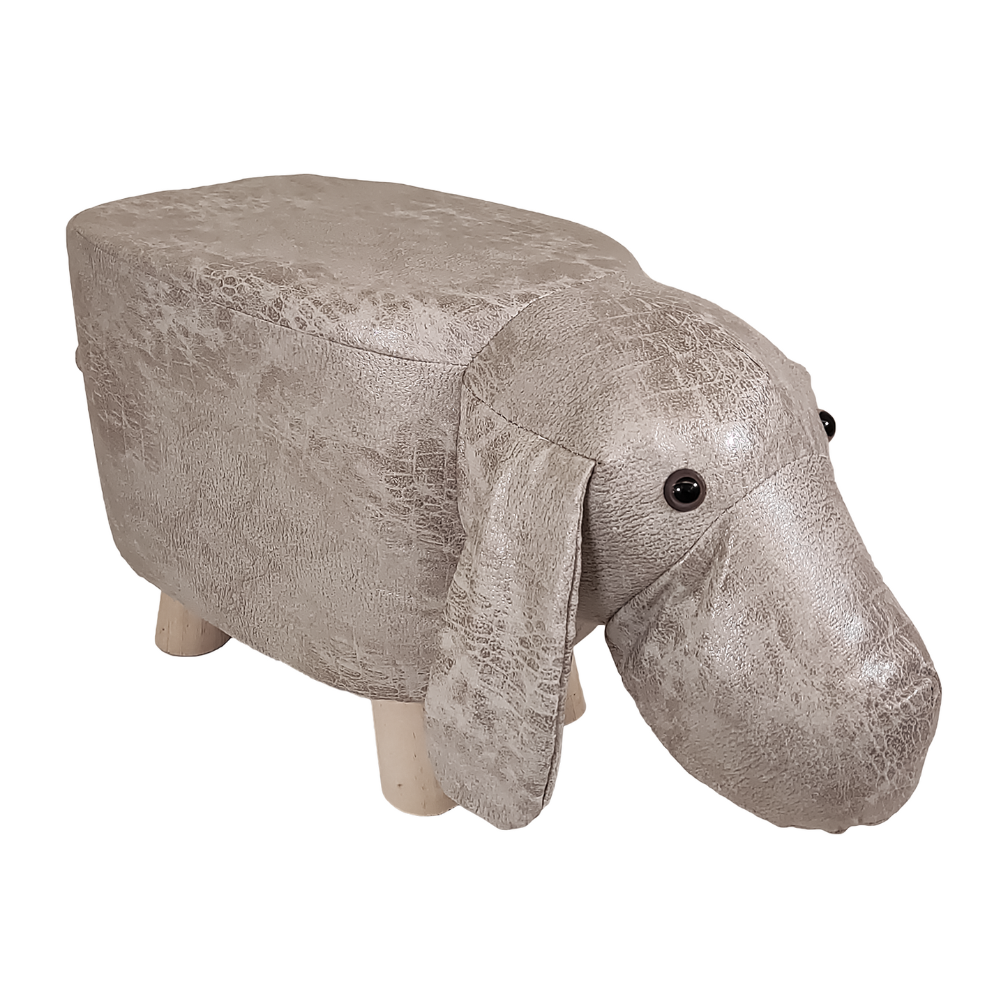 Repose-pieds Pouf Animaux haut 28 cm - Revêtement imperméable, Pieds en bois