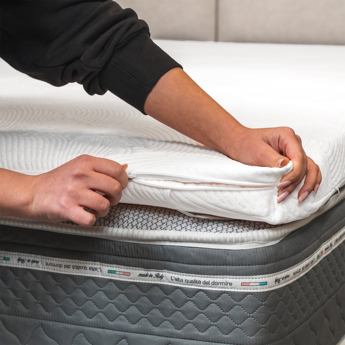 Surmatelas en mousse à mémoire de forme - hauteur 7 cm, à portance différenciée, déhoussable | One H7