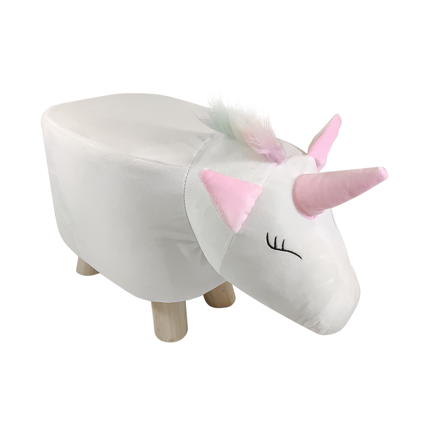 Repose-pieds Pouf Animaux haut 28 cm - Revêtement imperméable, Pieds en bois